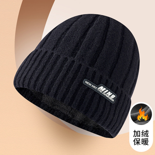 帽子男2025新款男士冬天保暖加绒针织帽秋冬季老人大头围毛线帽男