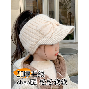 儿童帽子冬季护耳新款女孩针织帽保暖宝宝秋冬加绒防风空顶毛线帽