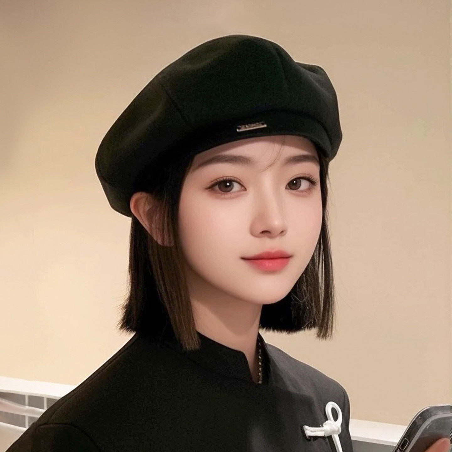 轻奢黑色贝雷帽女高级感大头围显脸小蓓蕾帽八角帽画家帽秋冬帽子
