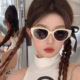 白框墨镜女美式 辣妹防晒猫眼太阳镜凹造型拍照白色墨镜高级感遮阳