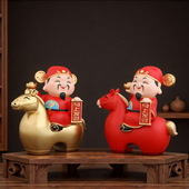 原创新款 马上发财财神爷摆件家居办公室桌面装 饰品新年喜庆礼品