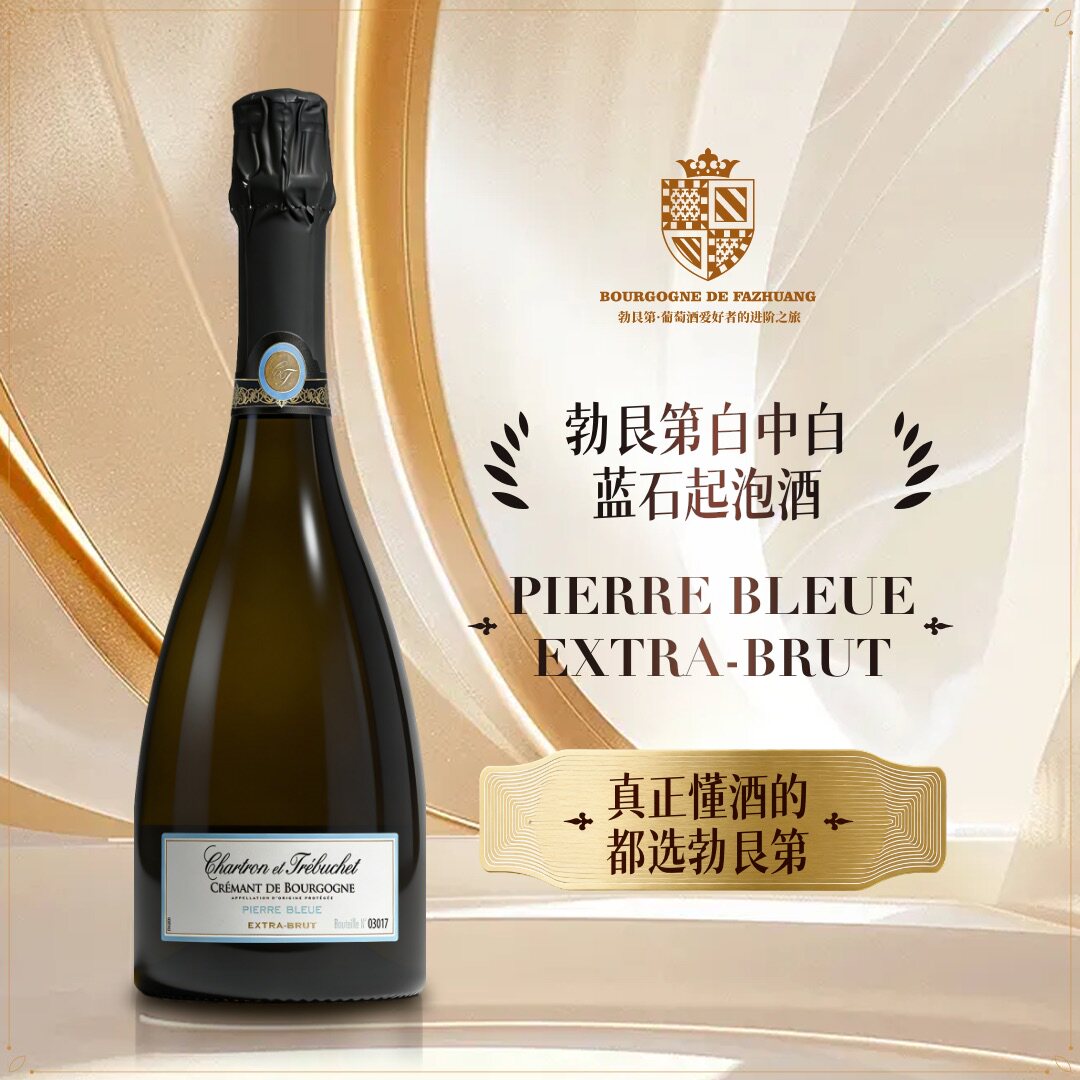 法国进口起泡酒夏桐酒庄勃艮第蓝石起泡葡萄酒白中白极干型葡萄酒