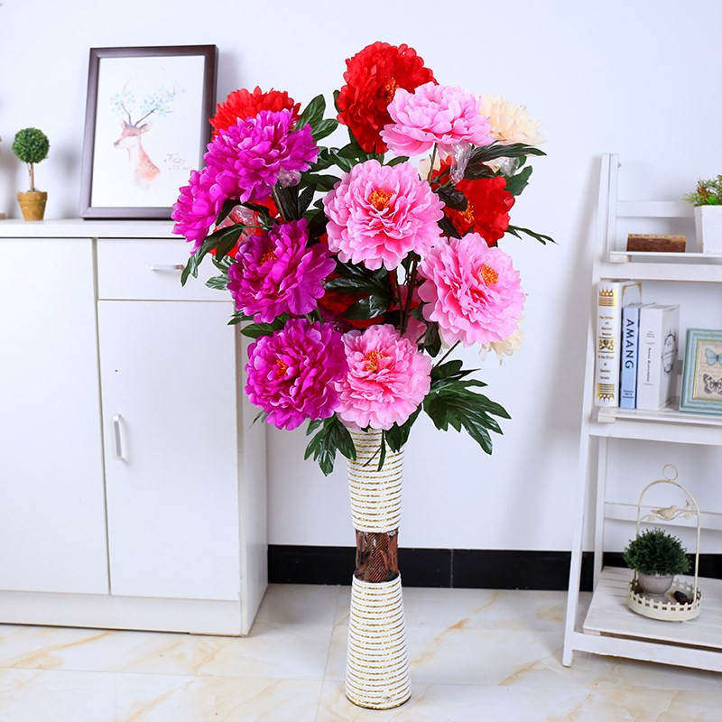 仿真花束室内牡丹花大朵假花客厅摆设欧式布艺干花插花装饰花包邮