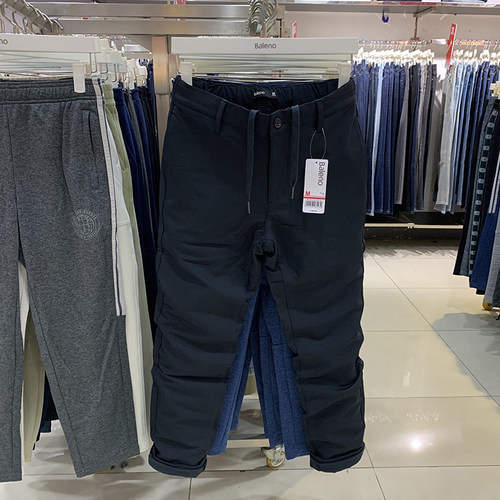 正品班尼路秋冬男装纯色时尚简约黑色百搭修身微弹直筒休闲裤男裤