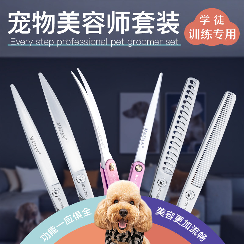 MADAN美登宠物剪刀专业美容练习剪狗修毛剪毛小型犬剪毛考试套装