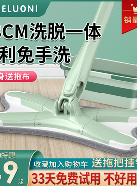 拖把家用一拖净平板拖2021新款拖地神器懒人木地板专用免手洗拖布