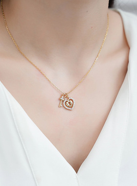 堤喜爱心镶钻项链新款纯银原创设计 高级感时尚轻奢百搭 简约款