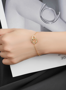 堤喜纯银镶嵌宝石原创设计手链