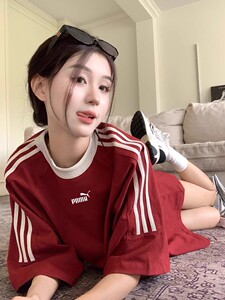 品牌折扣I小红书推荐270G纯棉刺绣LOGO短袖慵懒风t恤宽松显瘦上衣