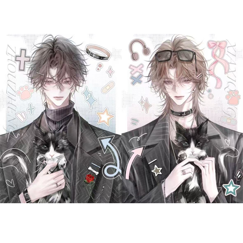 新款我只喜欢你的人设明信片夏习清周自珩周边小卡自制贺卡卡片