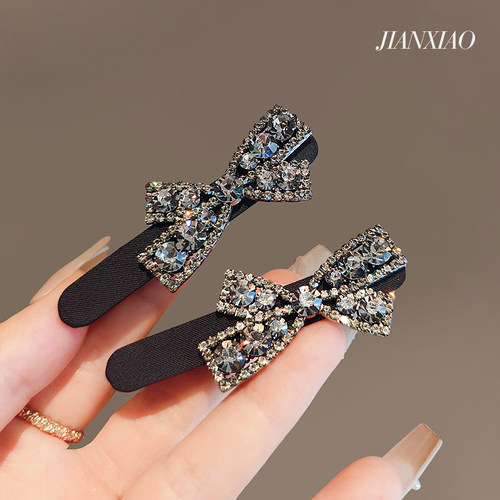 简晓边夹布艺韩国水钻鸭嘴夹