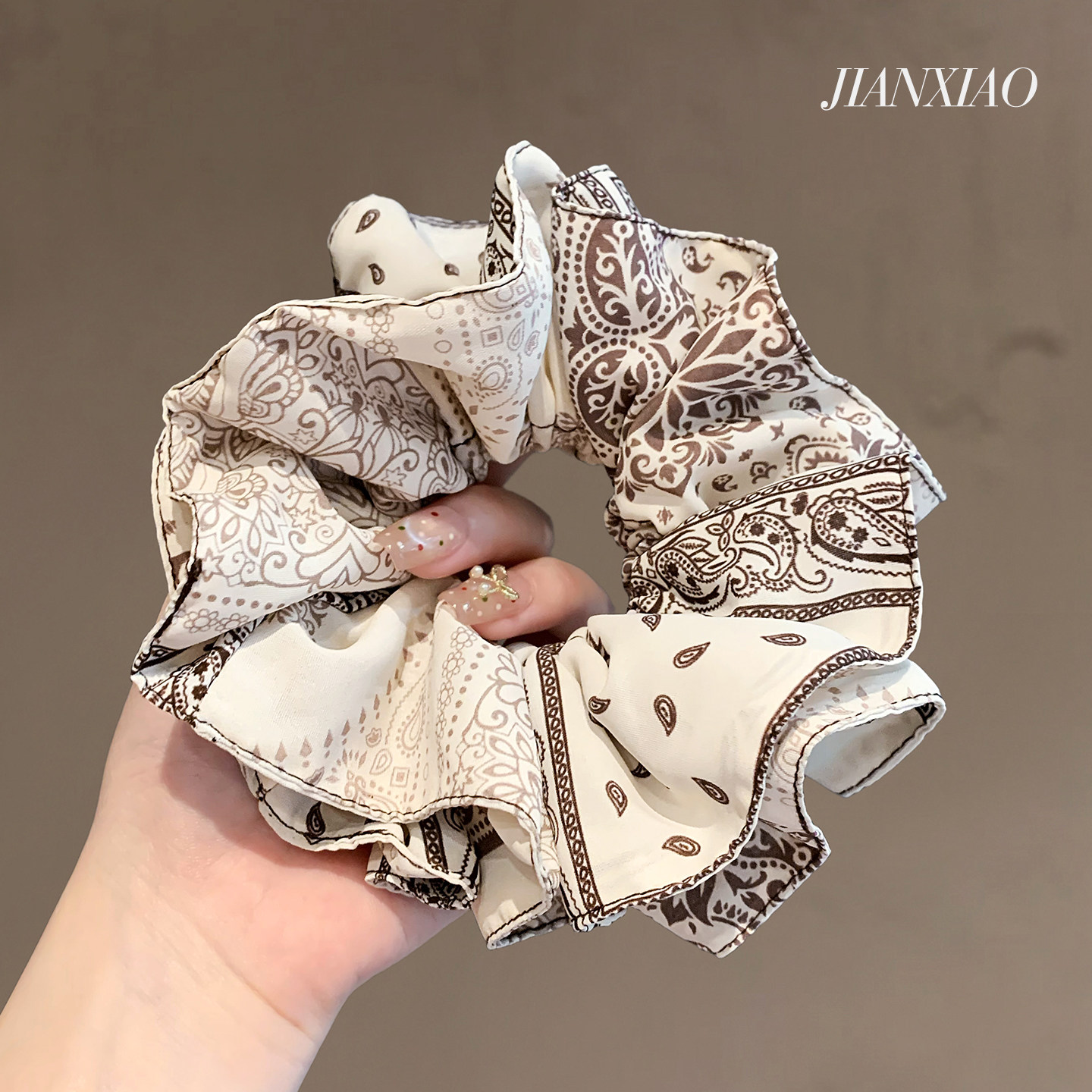 韩系淑女风布艺印花大肠发圈气质荷叶边褶皱头绳百搭温柔耐用皮筋,饰品/流行首饰/时尚饰品新,发饰,淘宝优惠券,粉丝福利购,淘宝优惠卷