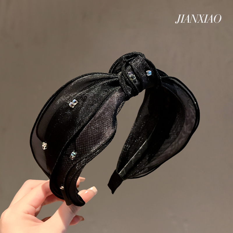 法式复古黑色网纱蝴蝶结发箍高端气质头箍百搭显脸小发卡洗脸头饰
