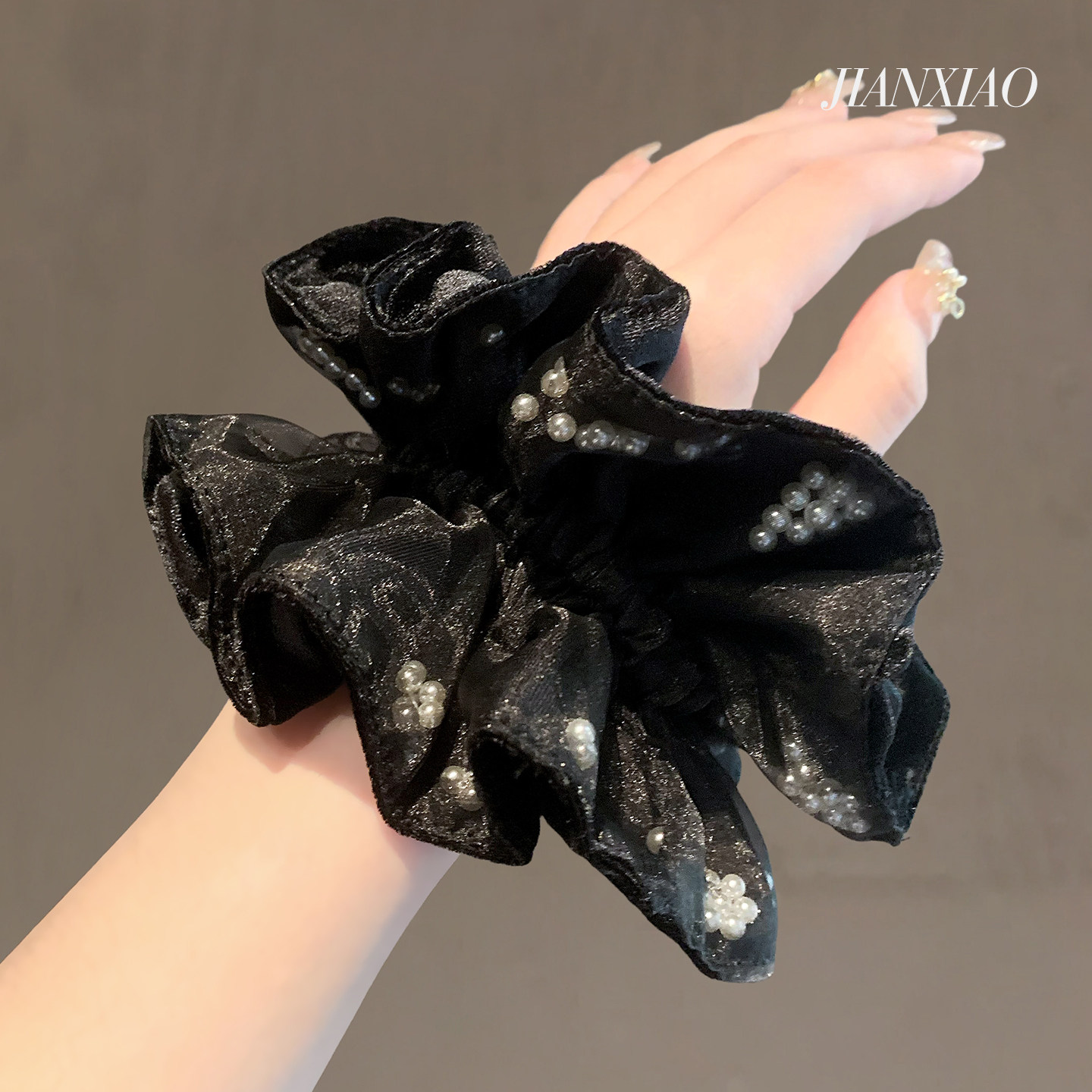 法式高级感网纱珍珠发圈黑色褶皱丝绒肥肠圈气质优雅马尾发绳皮筋,饰品/流行首饰/时尚饰品新,发饰,淘宝优惠券,粉丝福利购,淘宝优惠卷