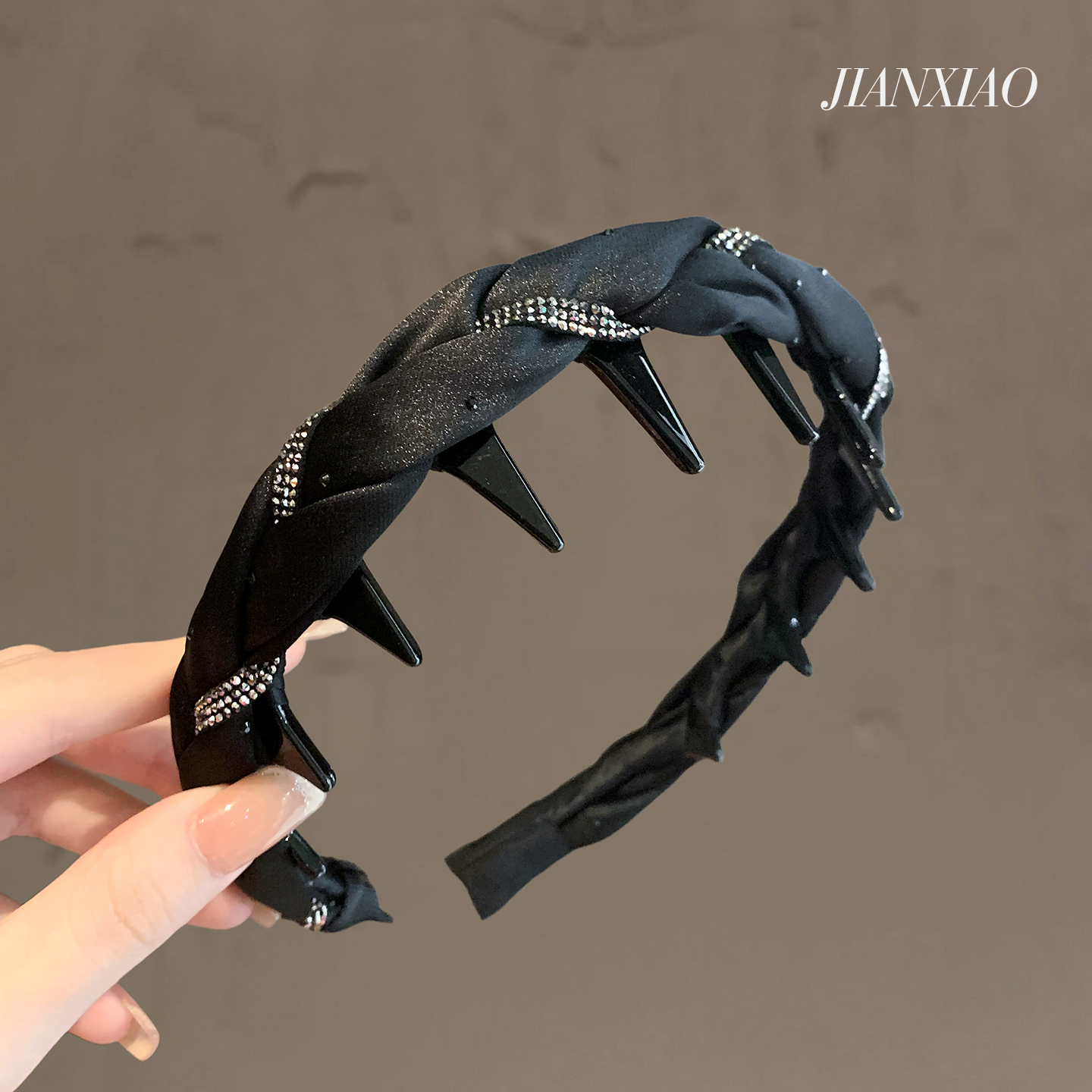 复古高级感洋气时尚带齿防滑压发箍头箍麻花辫子发卡水钻洗脸发饰