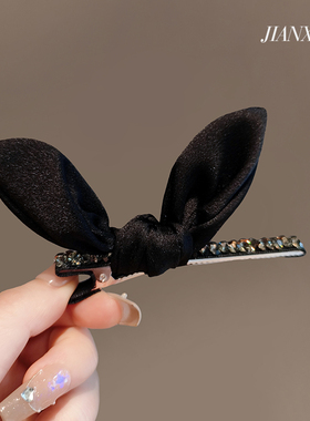 韩系气质可爱仿兔耳侧边刘海夹高级感发卡立体蝴蝶结鸭嘴夹发夹女