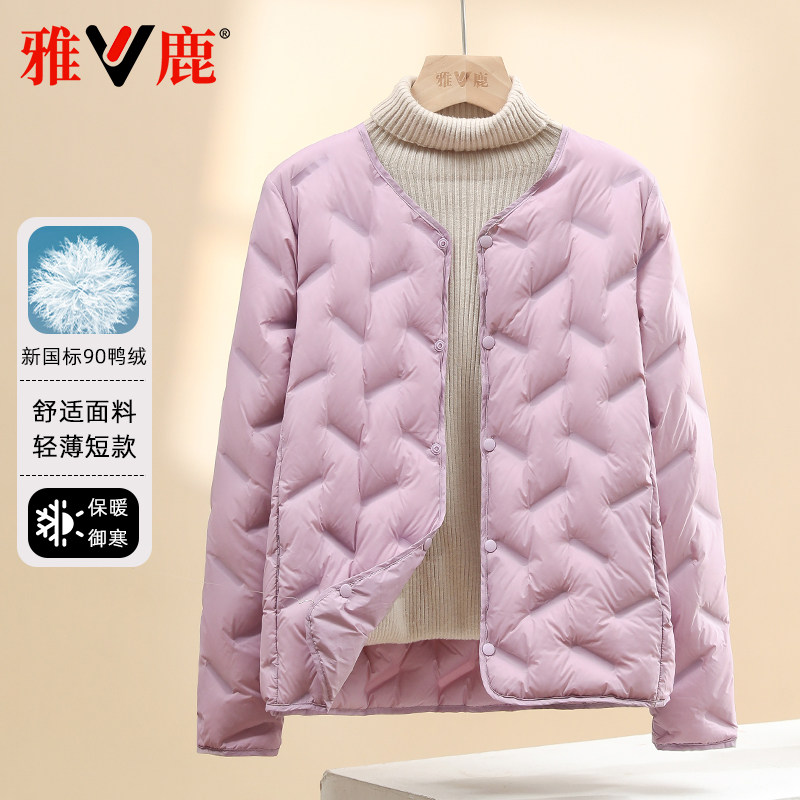 无领气质韩版轻薄羽绒服