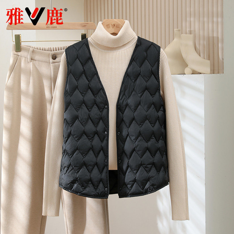 雅鹿短款v领冬季新款羽绒服女