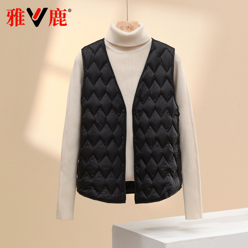 雅鹿短款v领冬季新款羽绒服女