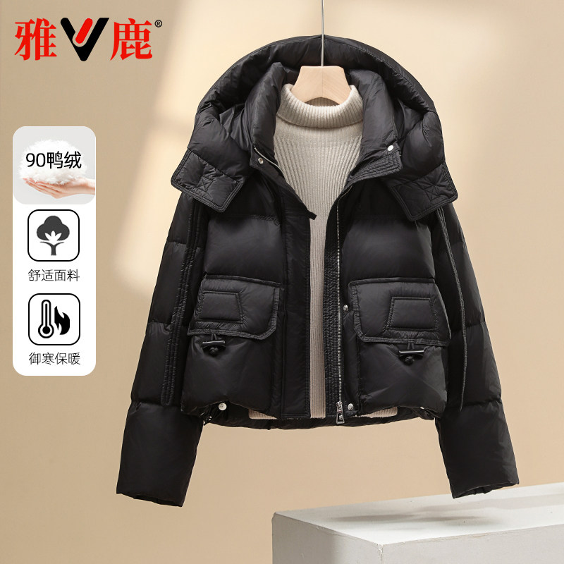 雅鹿短款羽绒服女面包服
