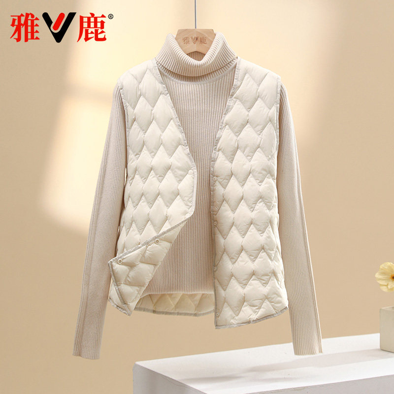 雅鹿短款v领冬季新款羽绒服女