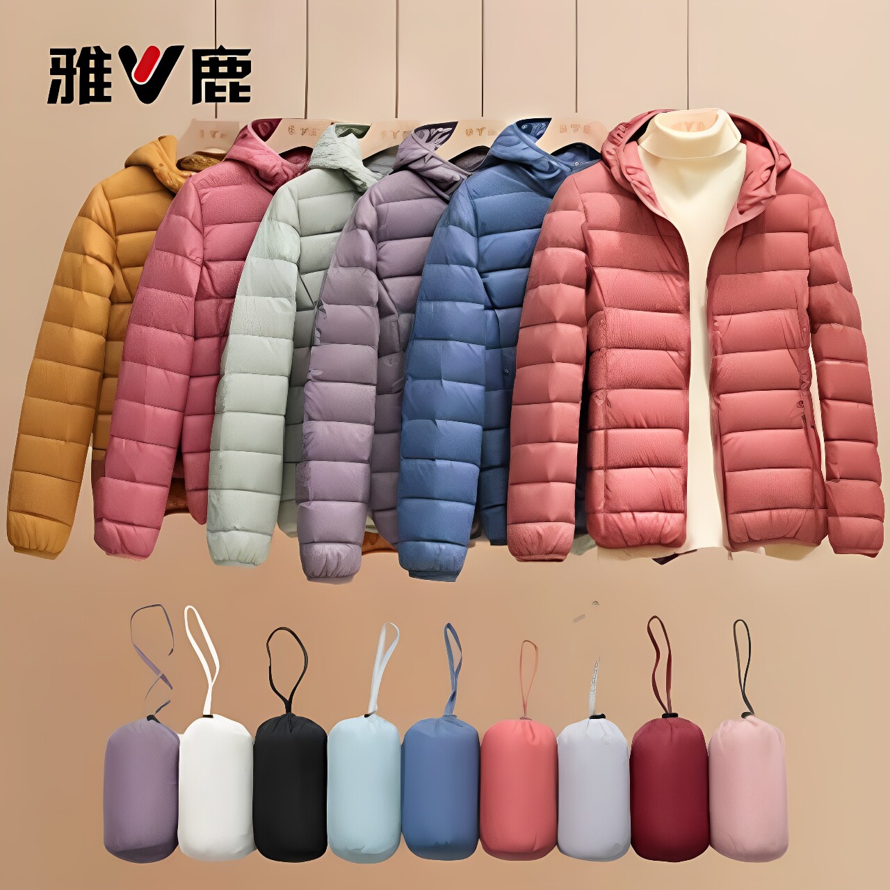 雅鹿短款轻便羽绒服女