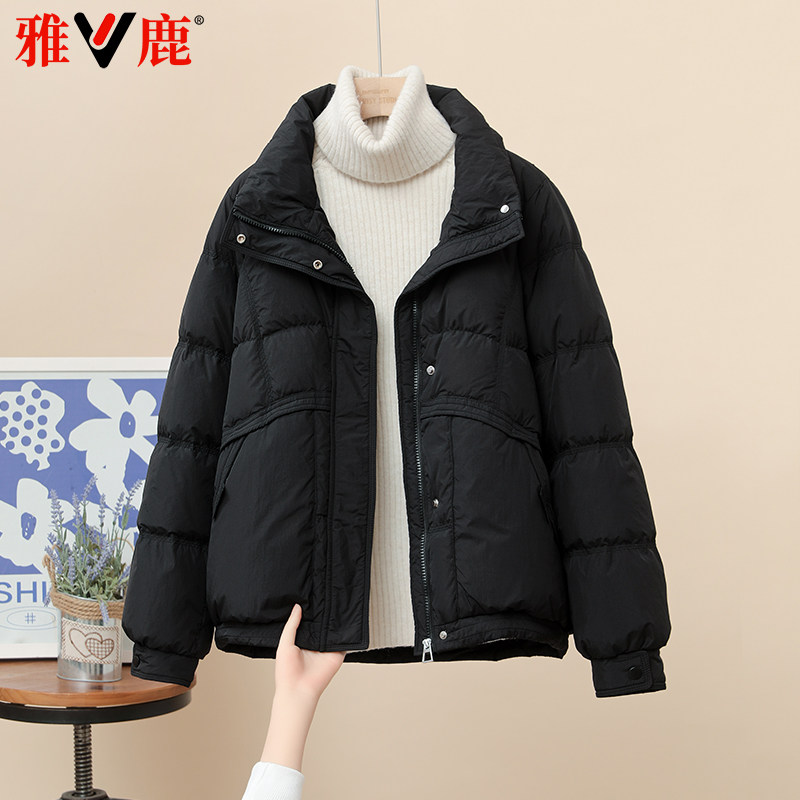 雅鹿2025新款反季羽绒服女短款女式大码冬季休闲厚妈妈装显瘦外套