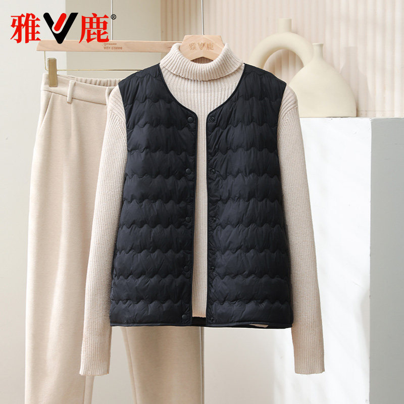 雅鹿短款圆领轻薄羽绒服