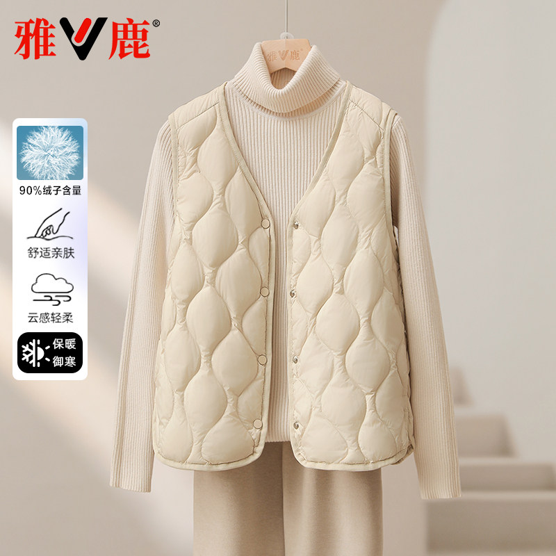 雅鹿冬季新款羽绒轻薄保暖马甲女