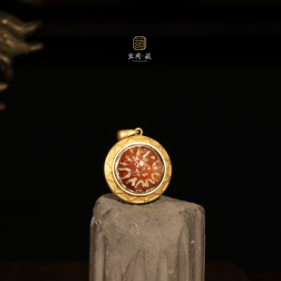 小众复古气质 男女新中式 古法千层玛瑙吊坠 18k黄金镶嵌原创设计款