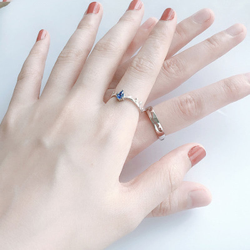 洛世奇有你对戒纯银情人节戒指一鹿一对情侣款施华礼物元素采用