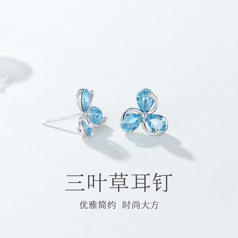 采用源头钉施华欧美银耳耳饰洛水晶首饰时尚厂家高端S925纯宝石