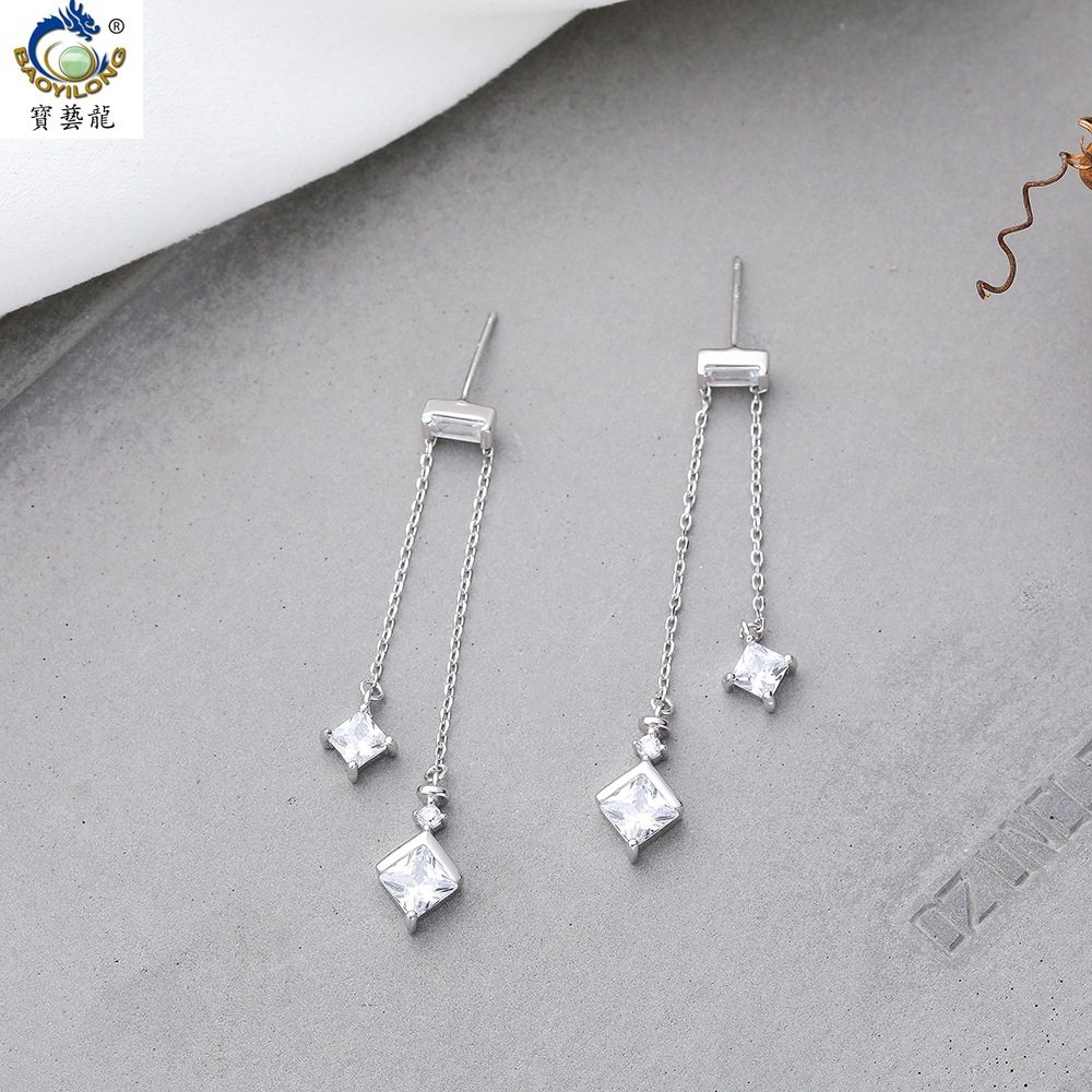 银耳钉耳线潮时尚几何百搭流苏宝艺龙人气质耳饰名媛S925纯