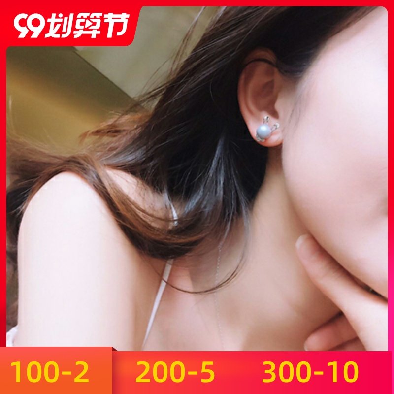 新款潮女耳网红纯小众银兔子采用设计2019珍珠洛世奇感施华元素
