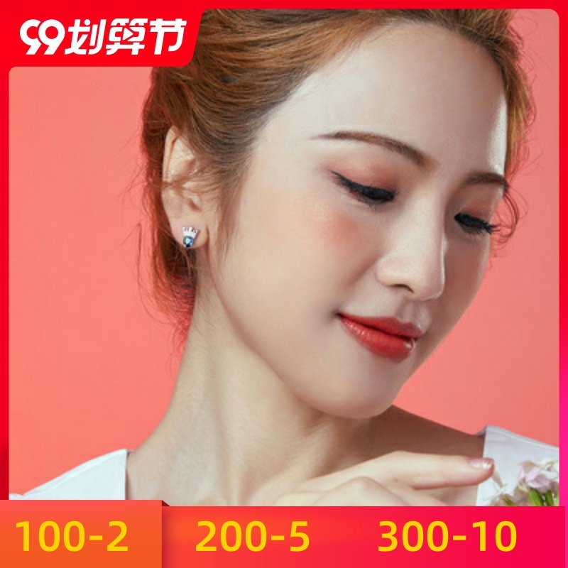 洛世奇2020年纯银新款潮女简约女小巧爱心施华耳环高级感耳钉水晶