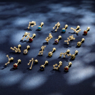 十二采用简约网红洛世奇小巧水晶施华银耳钉耳环女耳饰星座纯元素