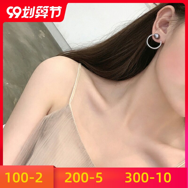 耳钉耳环耳饰夏天女潮纯银洛世奇施华光圈简约新款元素采用2019