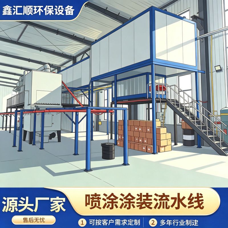 悬挂式静电喷塑流水线喷涂吊喷粉烤漆房涂装生产线全自动工业设备