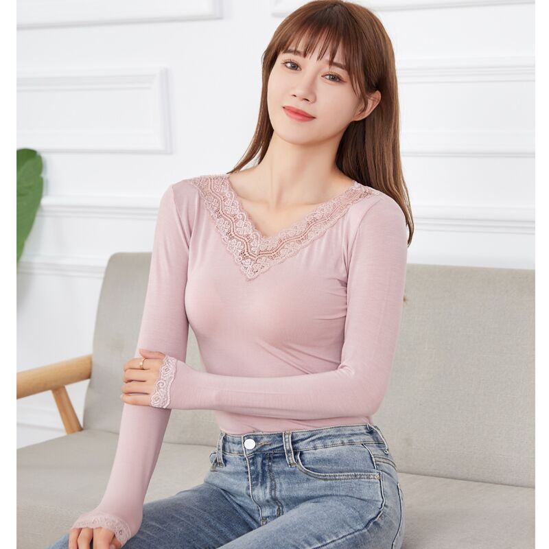 打底莫代尔圆领V领简约女