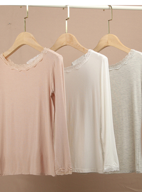 欧洲站2021秋装新款时尚蕾丝v领长袖t恤女洋气修身上衣蕾丝打底衫