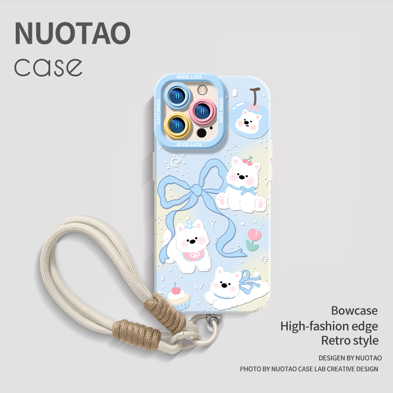 【蝴蝶结西高地狗】适用苹果17promax手机壳新款iPhone16pro高级感镜头全包防摔15plus网红高档卡通情侣男女