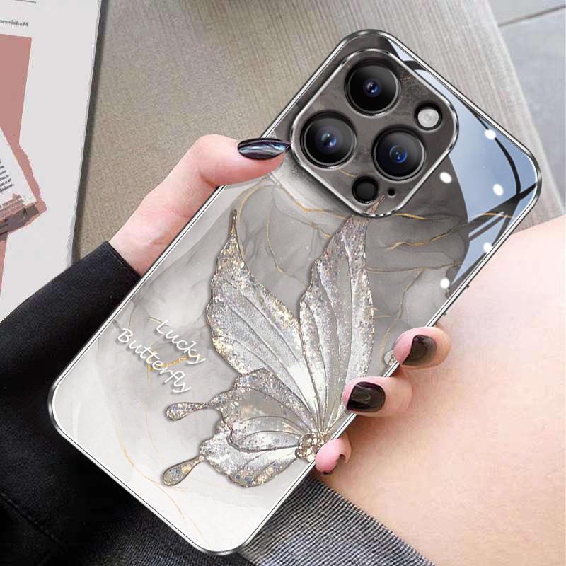 适用苹果16promax手机壳2025新款水墨仙仙蝶iPhone16pro高级感镜头全包防摔15网红高档超火女款14创意情侣外