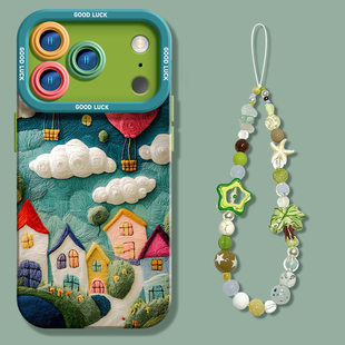 创意iPhone16p高级感全包防摔15plus硅胶保护套女款 适用苹果17promax手机壳新款 13pro潮流男女 气球小镇