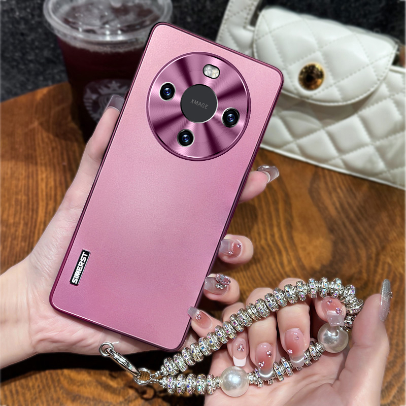 【不沾指纹】适用华为mate70pro手机壳新款mate60pro自带手链pro+炫金磨砂梅子色huaweimate60全包防摔高级感