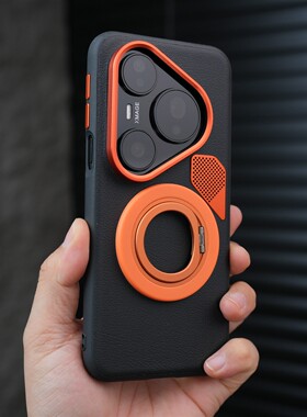 适用pura90promax手机壳新款pura90真皮镜头全包保护套p80ultra简约磁吸支架p70pro+高级感超薄男女商务外壳