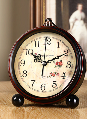 复古小闹钟台式钟表摆件座钟美式老年人专用时钟台钟床头家用2025