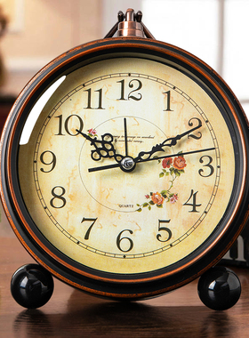 复古闹钟时钟摆台式钟表座钟桌面摆件客厅老人专用超静音2025起床