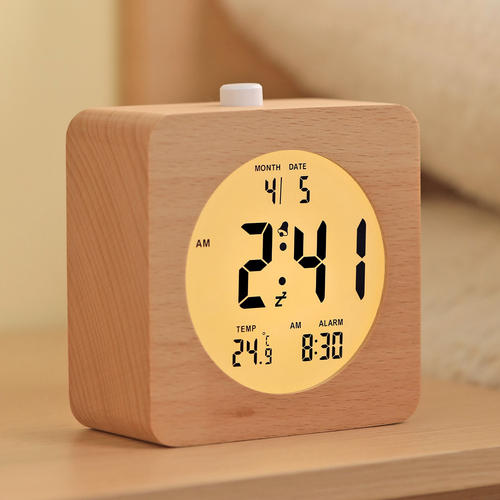 简约实木LED闹钟桌面摆件