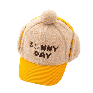 儿童帽子秋冬款鸭舌帽男童女童护耳保暖防风毛绒帽冬季百搭棒球帽