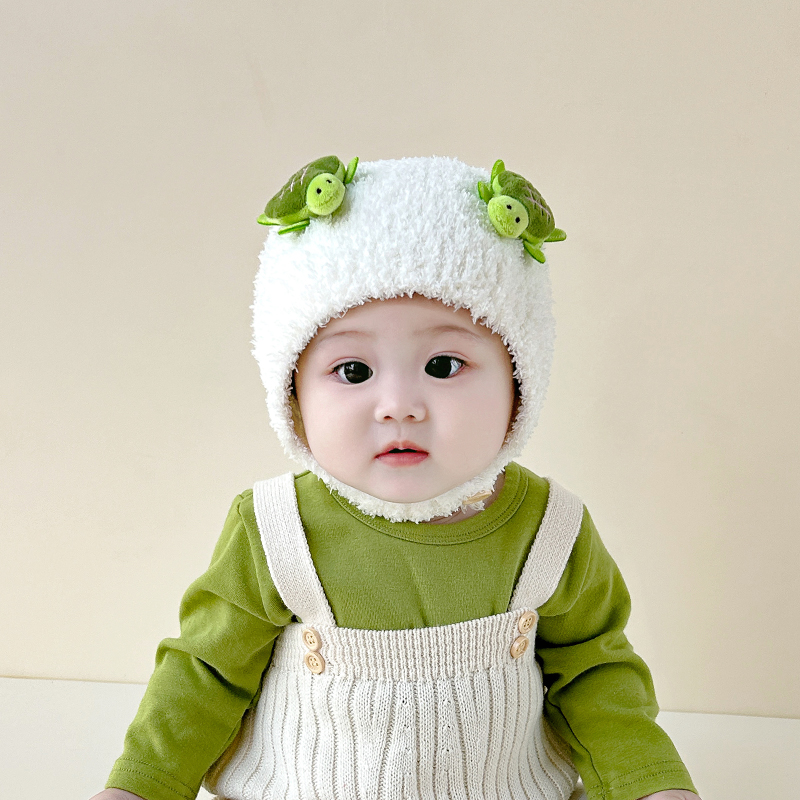 宝宝帽子冬天毛绒帽加厚保暖婴儿护耳帽婴幼儿可爱超萌包脸帽防风